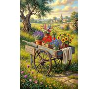 Umfarvt Diamond Art Kits for Adults Beginners Lavender, 5D Full Round Drill Diamond Painting Kit, 55x75cm DIY Field Tree Crystal Cross Stitch Embroidery Set for Home Wall Decor Gifts