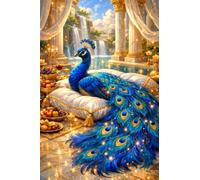 Umfarvt Diamond Art Kits for Adults Beginners Palace, 5D Full Square Drill Diamond Painting Kit, 25x45cm DIY Blue Peacock Crystal Cross Stitch Embroidery Set for Home Wall Decor Gifts