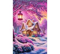 Umfarvt Diamond Art Kits for Adults Beginners Snowflake, 5D Full Square Drill Diamond Painting Kit, 75x95cm DIY Fairytale Cottage Crystal Cross Stitch Embroidery Set for Home Wall Decor Gifts