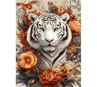 Umfarvt Retro Floral Animals Diamond Painting Kits for Adults Beginners 100x130cm 5D Round Gem Crafts,Diamond Art Painting Kit DIY Crystal Cross Stitch Gifts Home Wall Decoration