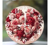 Umfarvt Wall Clock 6Inch, Arabic Numeral Round wall Hanging clock with Ultra-Quiet Movement Quartz, Battery Operated Silent wall clocks for Bedroom Office Living Room Classroom(Romantic Floral Heart)