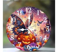 Umfarvt Wall Clock 6Inch, Arabic Numeral Round wall Hanging clock with Ultra-Quiet Movement Quartz, Battery Operated Silent wall clocks for Bedroom Office Living Room Classroom(Midnight Butterfly)