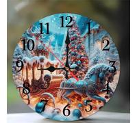 Umfarvt Wall Clock 8Inch, Arabic Numeral Round wall Hanging clock with Ultra-Quiet Movement Quartz, Battery Operated Silent wall clocks for Bedroom Office Living Room Classroom(Palace Carriage)