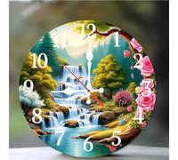 Umfarvt Waterfall Rose Wall Clock, 16Inch Silent Non-Ticking Easy to Read Arabic Numerals clocks, Quartz Battery Operated clock, Modern wall Clocks for Living Room Kitchen Bedroom Bathroom Office