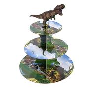 Umgozrz 3 Tier Dinosaur Cupcake Stand for Boys Birthday Party - Cardboard Stand for 24 Cupcakes
