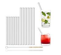 UMI Glass Straws Reusable 6 x 8 Inch + 6 x 6 Inch Drinking Straws Straight with Cleaning Brush Made in Germany Dishwasher Safe Cocktails Tumbler