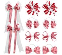 Umibow 10 Pcs Gingham School Hair Accessories Set Checker Bow Clips Back to School Plaid Hair Ties Gingham Curly Hair Bows Bowknot Barrettes Alligator Clips for Girls(Red)