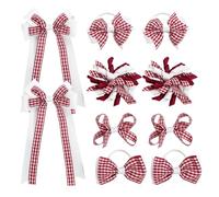 Umibow 10 Pcs Gingham School Hair Accessories Set Checker Bow Clips Back to School Plaid Hair Ties Gingham Curly Hair Bows Bowknot Barrettes Alligator Clips for Girls(Burgundy)