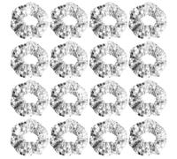 Umibow 16 Pcs Disco Sequin Scrunchies Metallic 70s 80s 90s Ponytail Holders Sparkly Mirror Disco Elastic Hair Bands for Bridal Shower Bachelorette Disco Theme Party Supplies(Silver)