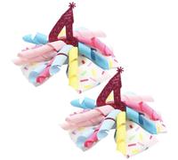 Umibow 2 Pcs Birthday Hair Bow Clips for Baby Girls Curly Ribbon Number Bowknot Hair Clips Glitter Baby Birthday Party Decorations for Girls Toddlers(Candy Print-4th)