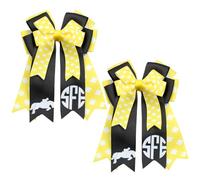 Umibow 2 Pcs Checkered Equestrian Hair Bows Horse Show Bowknot Hair Barrettes Handmade Equestrian Show Hair Bow Clips for Horseback Riding Competitions(Yellow, Black)