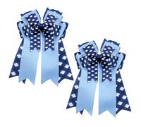 Umibow 2 Pcs Checkered Equestrian Hair Bows Horse Show Bowknot Hair Barrettes Handmade Equestrian Show Hair Bow Clips for Horseback Riding Competitions(Blue, Navy Blue)