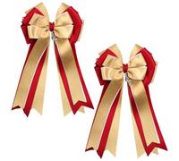 Umibow 2 Pcs Equestrian Hair Bow Clips Handmade Horse Show Hairpin with Horse Pendant Equestrian Show Bowknot Hair Barrettes for Horseback Riding Competitions(Red)