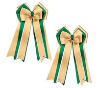 Umibow 2 Pcs Equestrian Hair Bow Clips Handmade Horse Show Hairpin with Horse Pendant Equestrian Show Bowknot Hair Barrettes for Horseback Riding Competitions(Green)