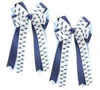 Umibow 2 Pcs Equestrian Hair Bow Clips Horse Pattern Hairpin Horse Show Bowknot Barrettes Equestrian Hair Accessories for Horseback Riding Competitions(White, Blue)