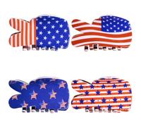 Umibow 4 Pcs American Flag Hair Claw Clips 4th of July USA Claw Clips Red White Blue Patriotic Hair Clips Independence Day Hair Accessories for Women(Rabbit Shaped)