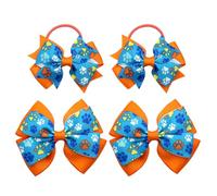 Umibow 4 Pcs Dog Paw Print Hair Bows Alligator Clip Cute Dog Paw Elastic Hair Ties Ponytail Holders for Girls Women Party Favors(Orange)