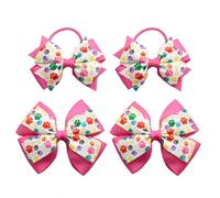 Umibow 4 Pcs Dog Paw Print Hair Bows Alligator Clip Cute Dog Paw Elastic Hair Ties Ponytail Holders for Girls Women Party Favors(Pink)
