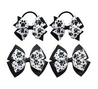Umibow 4 Pcs Dog Paw Print Hair Bows Alligator Clip Cute Dog Paw Elastic Hair Ties Ponytail Holders for Girls Women Party Favors(Black)
