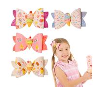 Umibow 4 Pcs Donut Ice Cream Lollipop Hair Bow Clips Glitter Sprinkle Confetti Hair Barrettes Colorful Leather Bowknot Hairgrips Alligator Hair Clips Back to School Supplies(Ice Cream)