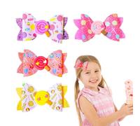 Umibow 4 Pcs Donut Ice Cream Lollipop Hair Bow Clips Glitter Sprinkle Confetti Hair Barrettes Colorful Leather Bowknot Hairgrips Alligator Hair Clips Back to School Supplies(Lollipop)