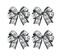 Umibow 4 Pcs Glitter Soccer Hair Bow Clips 4.5 Inch Bowknot Hair Barrettes Ribbon Bow Sports Hair Accessories for Cheerleading Player School Team