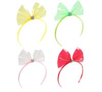 Umibow 4 Pcs Waterproof Jelly Headbands Multi-colored Bowknot Hairband PVC Summer Swim Pool Bow Hair Hoops Transparent Headwear(Red, Light Pink, Yellow, Green)