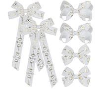 Umibow 6 Pcs Equestrian Hair Bow Clips Horse Bit Pattern Hairpin Equestrian Show Bowknot Hair Barrettes Short Stirrup Bow with Alligator Clip for Horseback Riding Competitions (White)