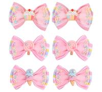 Umibow 6 Pcs Ice Cream Lollipop Cupcake Hair Bow Clips Donut Confetti Sprinkle Hair Barrettes Colorful Bowknot Hairgrips for Birthday Back to School Supplies