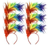 Umibow 6 Pcs Mardi Gras Fascinator Feather Headband 1920s Feather Headband Prom Queen Headpiece for Tea Party Cocktail Favor