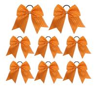 Umibow 8 Pcs Glitter Cheer Hair Bows Stripes Rhinestones Elastic Hair Ties Sparkling 8" Cheerleader Ponytail Holders for Teen Girls Cheerleader(Orange)