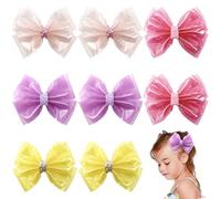 Umibow 8 Pcs Jelly Glitter Hair Bow Clips Waterproof Bowknot Hairpin PVC Summer Swim Pool Bow Clips Multi-Colored Jelly Barrettes Transparent Hair Accessories(Purple, Light Pink, Yellow, Hot Pink)