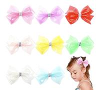 Umibow 8 Pcs Jelly Hair Bow Clips Waterproof Bowknot Hairpin PVC Summer Swim Pool Bow Clips Multi-Colored Jelly Barrettes Transparent Hair Accessories(Style B)