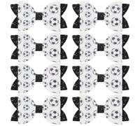Umibow 8 Pcs Soccer Bows Hair Clips Faux Leather Cheer Hairgrips Glitter Alligator Clips Bowknot Hairpin Sports Theme Hair Accessories
