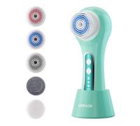 UMICKOO Face Scrubber Exfoliator,Facial Cleansing Brush Rechargeable IPX7 Waterproof with 5 Brush Heads,Electric Face Spin Brush for Exfoliating, Massaging and Deep Cleansing (Mint Green)