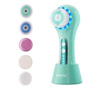 UMICKOO Face Scrubber Exfoliator, Rechargeable Facial Cleansing Brush with 2-Way Rotation & 3 Modes, 30-Day Runtime, 5 Brush Heads for SPA-Level Care, IPX7 Waterproof, Deep Cleaning for All Skin Types