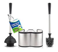 Umien™ Toilet Brush and Plunger Set - Stainless Steel Plunger and Toilet Brush Combo with Freestanding Canister - Modern and Sleek Bathroom Cleaning Accessories…