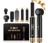 UMIGA 5 in 1 Hot Air Styler Brush Set Ionic Hair Dryer and Volumiser with LCD Display Auto Rotating Curler Straightener and Waver for All Hair Types 1000W Professional Styling Tool