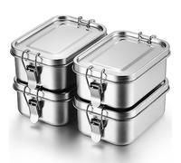 Umigy 4 Pack Stainless Steel Bento Lunch Box, Food Storage Containers with Lockable Clips, Reusable Dishwasher Snack Boxes