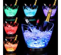 Umigy 6 Pcs 5L LED Ice Buckets Clear Plastic Ice Bucket Large Capacity Light RGB Colorful LED Cooler with Lights for Champagne Wine Beer Party Bar Club