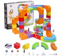 Umikk Clickrail Electric Train Set Flexible Race Track, Magic Rail Block, Magic Rail Block with Gravity Defying 3D Layouts, Flexible Race Car Magnetic Track Set, for Kids (Style 1 (88 Pieces)
