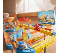 Umikk Clickrail Electric Train Set Flexible Race Track, Magic Rail Block, Magic Rail Block with Gravity Defying 3D Layouts, Flexible Race Car Magnetic Track Set, for Kids (Style 2 (65 Pieces)