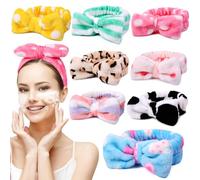 UMIKU 8 Pack Spa Headband for Women Facial Makeup Headband Soft Coral Fleece Christmas Stocking Stuffers Bow Hair Band Head Wraps for Washing Face Mask Spa Gifts For Women Gifts Basket