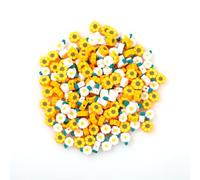 Umimiss 200PCS Yellow Flower Polymer Clay Beads for DIY Crafts