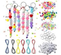 Umimiss 286PCS Keychain Making Kit -Keychain Making Kit,Letter Beads For Keyring Making,Seed Bead Kit,Diy Keyrings,Charm Keyring Making Kit,Key Ring Bracelet Making Kit Accessories Party for Women Men