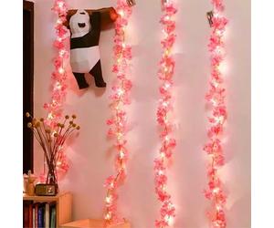 Umimiss 3PCS Coquette Room Decor - Garden Decorations, A 2m Cherry Vine Lamp With No Battery Has 20 Lights, Flower Wall Backdrop, Pink Artificial Flowers,Artificial Flowers Outdoor,Artificial Wisteria