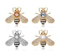 Umimiss 4PCS Bee Brooch Set - Bee Gifts, Women's Brooches & Pins, Pearl Full Diamond Insect Bee Brooch Women's Style Pin Brooch, Bee Gifts for Women,Bee Badge Pin,Birthday Gift for Mum Women Jewellery