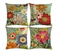 Umimiss 4PCS Floral Cushion Covers 45 X 45 - Garden and Outdoor Sunflower Pillow Cases for Furniture, Floral Butterfly Decorative Throw Pillow Covers