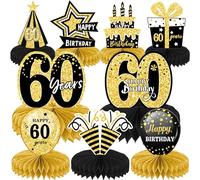 Umimiss 60th Birthday Decorations - 9PCS Black & Gold Honeycomb Centerpieces, Elegant 60th Table Decorations, Party Supplies for Men & Women, Table Decorations for Birthday Party, Tables Decoration