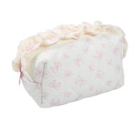 Umimiss Bow Pencil Case - Adorable Preppy Pink Bow and Heart Pencil Case, Coquette Makeup, Student Stationery Organizer, Y2k Organizer Makeup Bag for Girls Women, (F)